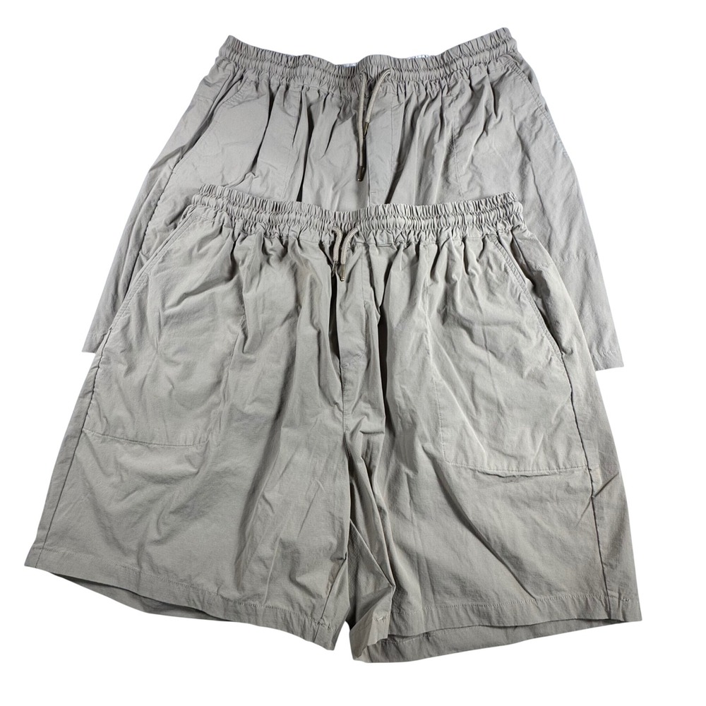 Lot of 2 Winston Shorts Mens 52 Khaki Tan Nylon Spandex Elastic Waist Hiking